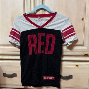 Taylor Swift Black and Red V-Neck Tee